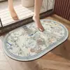 Tapete Antiderrapante para Banheiro Tapete de Chão Absorvente de Lama Diatomácea Tapete de Porta Floral Nórdico Venda por Atacado