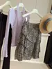 Saia de Chiffon com Estampa de Leopardo Fluida para Mulheres, Estilo Verão Fino 2026 Saia Midi de Cintura Alta Evasê com Camadas Irregulares