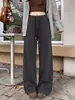 Pantalones anchos estilo perezoso para mujer, nueva colección de otoño, de cintura alta, pierna recta, tela fluida, versátiles, corte holgado, pantalones largos casuales