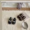 XSHX Encaje Vintage|Zapatos de Cuero Bajos Mary Jane Estilo Coreano Francés para Niñas 26 Otoño Nuevos Horma Ancha Punta Redonda Antideslizantes