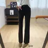 Estilo Maillard! Jeans flared de cintura alta com elasticidade em quatro direções para afinar o corpo feminino, calça pantalona justa para o outono, com efeito de levanta bumbum