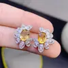 Venta al por mayor de fábrica Populares Pendientes de Citrino Natural Plata S925 Incrustado Piedra Principal 6X8 Venta Caliente Europeo y Americano Dropshipping