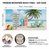 Cojín de asiento de coche de doble uso magnético para viajes al aire libre transfronterizo, toalla de secado rápido para playa y baño, toalla de playa con estampado de isla