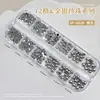 Conjunto de Caixa de Acessórios para Nail Art com Pérolas Sólidas Semicirculares, Pérolas de Resina Douradas e Prateadas Estilo Punk, Acessórios Vestíveis para Decoração de Unhas