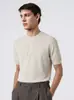 Ropa de punto de manga corta para hombre estilo Henley de lujo ligero 'Old Money', nueva de verano, minimalista, versátil, transpirable, camiseta de punto