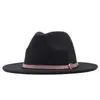 Sombrero de Sol para Exteriores Clásico Fieltro Fedora Ala Ancha Moda Sombrero Jazz con Hebilla de Cinturón