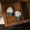 Pendientes de Flor Gota de Agua Hechos a Mano Monet Diseño de Nicho Versátiles Exquisitos Elegantes Gama Alta Estilo Chino Nuevo Pendientes para Mujer