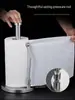 Portarrollos de papel de cocina de acero inoxidable, portarrollos, soporte vertical para papel, portarrollos de papel de cocina creativo, almacenamiento de papel film sin perforaciones
