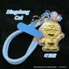 Llavero de Gato Hello Kitty Lindo Colgante Kt Cadena de Teléfono Móvil de Oro Puro Colgante para Bolsa de Lista Dorada Coche
