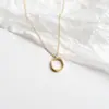 Collar con Colgante Ovalado Simple Europeo y Americano de Acero de Titanio para Mujer Diseño de Nicho Lujo Accesible Estilo Ins Fresco Cadena para la Clavícula