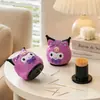 Portapalillos Kuromi morado para uso doméstico, portahilos dentales de alto valor estético, lindo recipiente de almacenamiento para bastoncillos de algodón, decoración creativa para sala de estar