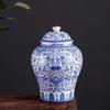 Bote de Té de Cerámica Grande Azul y Blanco Pu'Er Té Blanco Bote de Almacenamiento Sellado Almacén de Té a Prueba de Humedad Bote de Almacenamiento de Té Vacío Venta al por Mayor
