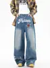 Jeans con Bordado de Estrella Retro Americano 2025 Nueva Marca de Tendencia para Hombre Holgados Casuales Rasgados Pierna Ancha Pantalones Scimitar