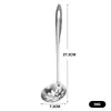 Colher de Sopa com Cabo Longo de Aço Inoxidável 304 Escorredor Doméstico Concha de Sopa de Aço Inoxidável Espessada Série de Colheres para Panela Quente de Cozinha