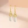 Brincos Originais de Prata 925 com Calcedônia para Mulheres, Design Simples de Gota d'Água e Nuvem, Esmalte Transparente como Gelo, Elegantes Brincos de Tarraxa
