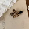 Exquisito y Lujoso Pasador para el Cabello con Estampado de Leopardo y Forma de Corazón con Flor, Pinza BB Redonda Linda y Dulce para Mujeres, Pinza de Alta Gama para Flequillo Lateral