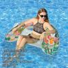 Tumbona Inflable Portátil para Agua para Exterior PVC Engrosado Forma de U Lentejuelas Hojas Flamenco con Portavasos Fila Flotante Inflable