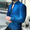 Camisa de Manga Larga con Estampado de Lunares Adecuada para Primavera y Otoño Ropa de Hombre Chaqueta Nueva para Hombre Transfronteriza