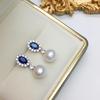 Populares y Elegantes Aretes de Tuerca de Perla Bun de Agua Dulce Natural con Mariposa, Corazón de Durazno, Flor y Carácter de Bendición Chapados en Oro de 14K