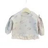 Moletom Feminino 2026 Estilo Coreano Estampa de Gato Barra com Renda Gola Redonda Blusa Camiseta para Meninas Jovens