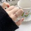Anel de Gato Zircônia Estilo Coreano para Mulheres, Super Brilhante, Nicho, Feminino, Design de Desenho Animado, Anel Aberto Ajustável para Dedo Indicador, Acessório de Joia