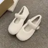 Primer Encuentro Temporada Gris Mary Jane Zapatos de Piel para Mujer Ropa Exterior de Invierno Nuevo Estilo Coreano Zapatos de Vestir Mujer Suela Plana Más Terciopelo Cálidos Zapatos de Algodón