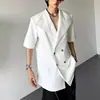 Camisa de Verano de Nicho de Lujo de Alta Gama con Diseño Irregular y Hombros Acolchados para Hombre, Blazer Elegante, Camisa de Moda