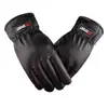 Guantes Gruesos Cálidos Forrados de Lana de Cuero PU para Hombre Invierno Exterior Ciclismo y Montañismo Antideslizantes Pantalla Táctil de Cinco Dedos