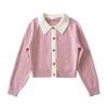 Cardigan de tricô estilo preppy com cores vibrantes para mulheres, outono e inverno 2023, novo suéter fino afunilado, casaco, top