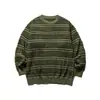 Roupas Vintage 25 Outono/Inverno Nova Tendência Japonesa Simples Cor Sólida Listrado Felpudo Estilo Solto Preguiçoso Suéter de Gola Redonda