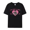 T-shirt de Algodão Tamanho Europeu Hamster Triste Eu Sou Apenas uma Garota T-shirt Manga Curta