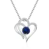 Collar de Plata de Ley S925 con Doble Capa en Forma de Corazón Incrustado con Diamantes de Amazon, Transfronterizo Europeo y Americano, para Mujer, con Doce Piedras de Nacimiento, Cadena Versátil para Clavícula