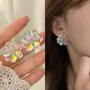 Pendientes de Plata de Ley S925 para Mujer Mariposa Diamante de Colores Estilo Hada Ins Pendientes Pequeños Sencillos Populares en Transmisión en Vivo Pendientes de Venta al por Mayor