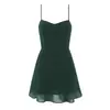 Vestido de tirantes ajustado de color sólido retro francés, sexy, con volantes, para vacaciones de verano en la playa, vestido corto para mujer