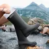 Botas de Chuva de Cano Alto Femininas Moda Europeia e Americana para Exterior, Sapatos Impermeáveis Espessos de Peça Única, Botas de Proteção para os Pés Femininas de Jardim, Botas Longas para Água