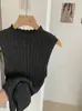 KEKEZOON 2026 Nuevo Chaleco de Punto sin Mangas con Cuello Alto para Mujer Ajustado Costillado Top 8537