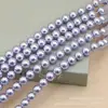 Série Roxa Pérola de Vidro Imitação Swarovski Furo Reto Contas Redondas Corrente de Clavícula Feita à Mão DIY Acessórios para Joias Atacado