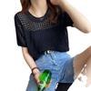 Camisa oca de manga curta feminina verão fino design sentido nicho chique solto blusa all-match top