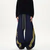 Calça Jogger Wide-Leg com Três Listras Retro Americana para Homens e Mulheres, Outono e Primavera Pesada Solta Casual Esportiva da Moda Marca
