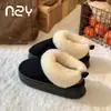 Fábrica de Zapatos Qidan Zapatillas de Gamuza y Algodón Estilo Coreano para Mujer Otoño/Invierno Suela Gruesa Calidez Interior Más Terciopelo Zapatos de Algodón Birkenstock