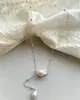 Colar Estrelado em Y com Pérolas Barrocas Francesas, Corrente para Clavícula Simples Versátil de Luxo Leve de Nicho