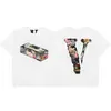 Camiseta de Manga Corta Meichao High Street Industria Pesada con Estampado de Letras, Diseño Conjunto VLONE FOG, Serpiente y Margarita
