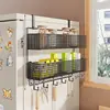 Estante Organizador para Refrigerador Estante de Almacenamiento Lateral sin Taladro Suministros de Cocina Film Transparente Botellas de Especias Estante Colgante Multicapa en Pared Lateral