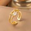 Anel de Zircônia Micro-Pavimentado para Dedo Indicador Feminino, Anel de Dedo Indicador de Luxo Leve da Moda para Mulheres com Abertura Ajustável