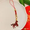 2026 Año del Caballo Lanyard Colgante de Año Nuevo Metal Rojo Bolsa de Bendición y Riqueza Llavero Colgante Pequeño Regalo para Eventos