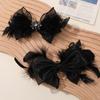 Francês High Sense Mesh Requintado Pena Strass Laço DIY Feito à Mão Grampo de Cabelo Tubarão Clipe Acessórios para Cabeça