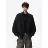 Chaqueta de béisbol de marca moderna para hombre, chaqueta de moda callejera americana, chaqueta versátil de primavera de moda con cuello con cremallera para pareja en negro