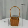 Cesta Creativa Tejida a Mano de Mimbre Sintético Cesta de Frutas Cesta de Almacenamiento Cesta con Asa de Mimbre Bolso Tejido Cesta de Flores Cesta de Verduras Recolección de Huevos