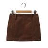 Traje informal retro de pana maillard de dos piezas, otoño e invierno 2024, nuevo, suelto, color marrón, con minifalda de cadera