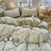 Conjunto de Quatro Peças de Gaze Dupla de Algodão Puro Genuíno Tipo Nuvem Classe A, Capa de Edredom e Lençol 100% Algodão, Conjunto de Três Peças para Cama Suspensa de Dormitório Estudantil